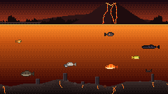 The Lava Lake in Tap Fishing, pixel art