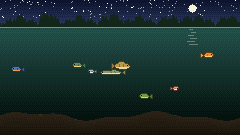 Pond at Night in Tap Fishing, pixel art